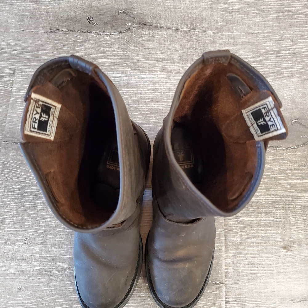 FRYE LEATHER BOOTS #77400 WOMENS ENGINEER BROWN 7 - Picture 15 of 16